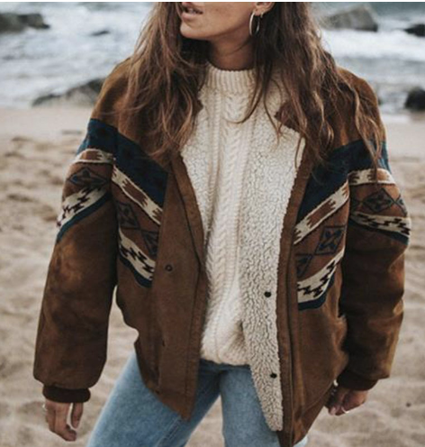 Women's Boho Winter Jacket Cozy Outerwear - VibreMode
