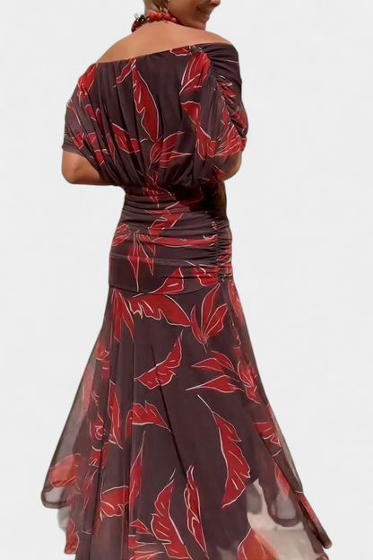 Chic Cold Shoulder Flowy Midi Dress