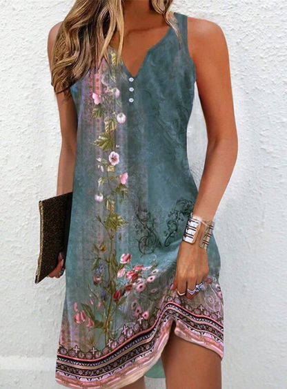 Unique Floral Print Lady Midi Dress