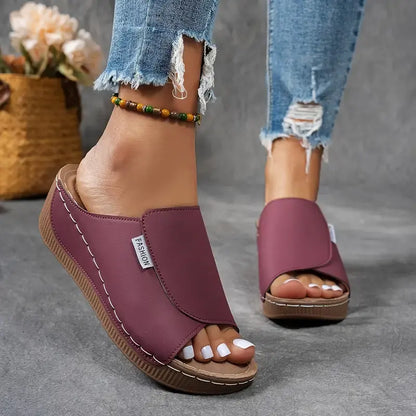 Women's Leather Sandals Mesh Arch Support Summer