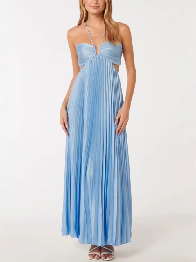 Elegant Ladies Formal Halter Maxi Evening Dress