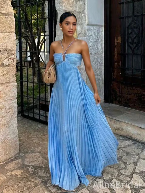 Elegant Ladies Formal Halter Maxi Evening Dress