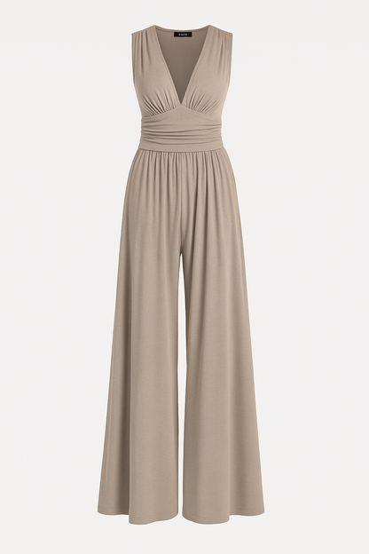 Women's V Neck Wide Leg Jumpsuit