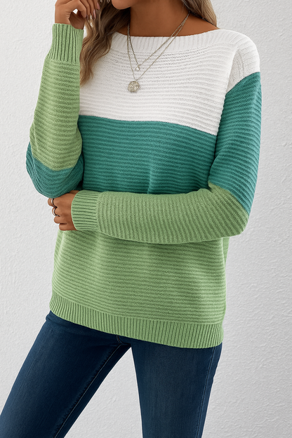 Women's Long Sleeve Sweater Round Neckline - VibreMode