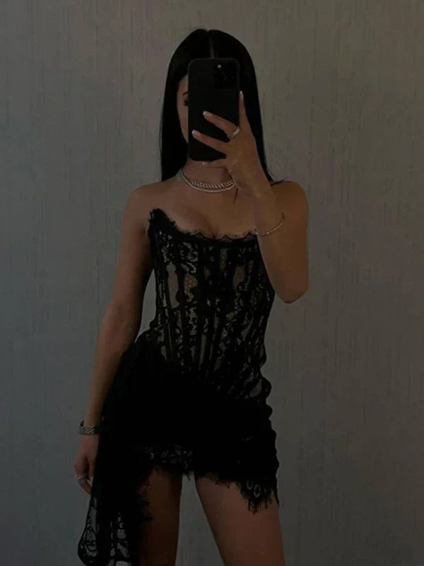 Women's Lace Corset Mini Dress