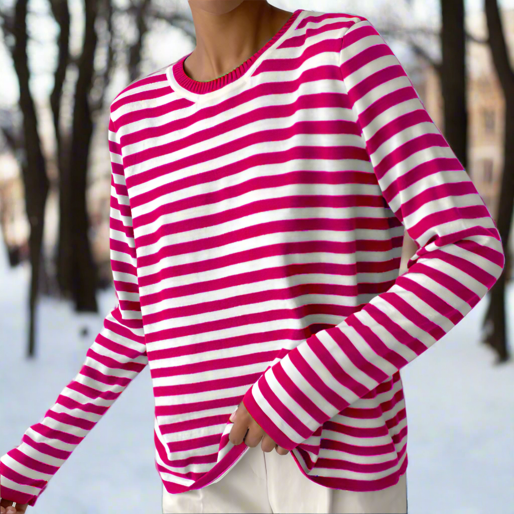 Women's Striped Cotton Long Sleeve T-Shirt