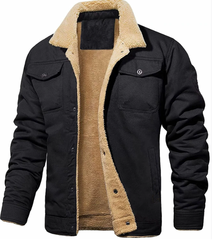 Men's Bomber Jacket Lined Warm Insulation Button Front