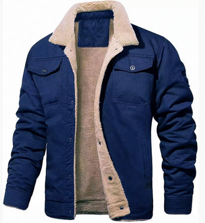 Men's Bomber Jacket Lined Warm Insulation Button Front
