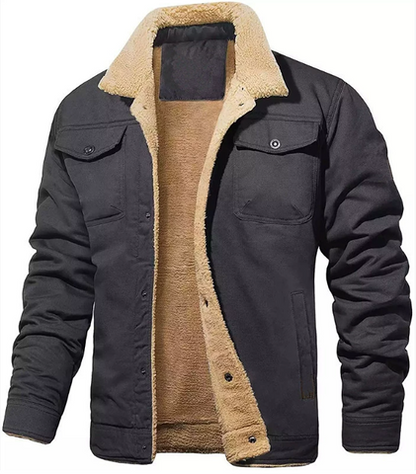 Men's Bomber Jacket Lined Warm Insulation Button Front