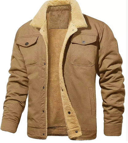 Men's Bomber Jacket Lined Warm Insulation Button Front
