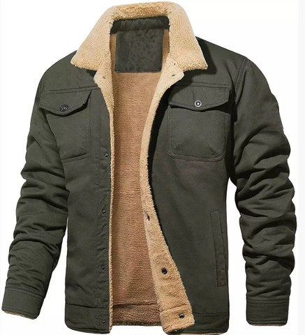 Men's Bomber Jacket Lined Warm Insulation Button Front