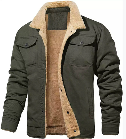Men's Bomber Jacket Lined Warm Insulation Button Front