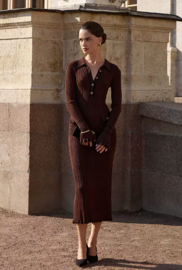 Women's Cable Knit Button Down Midi Dress