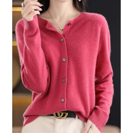 Women's V-Neck Cardigan Sweater Long-Sleeve - VibreMode