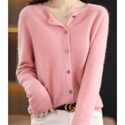 Women's Versatile V-Neck Button Cardigan Sweater: Cozy Long-Sleeve Layering Top