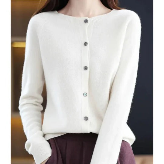 Women's Versatile V-Neck Button Cardigan Sweater: Cozy Long-Sleeve Layering Top
