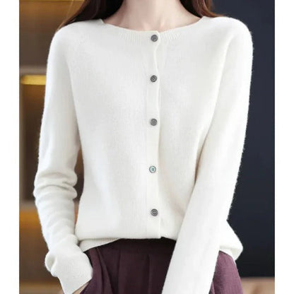 Women's Versatile V-Neck Button Cardigan Sweater: Cozy Long-Sleeve Layering Top