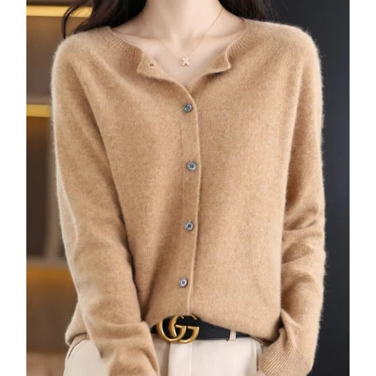 Women's Versatile V-Neck Button Cardigan Sweater: Cozy Long-Sleeve Layering Top