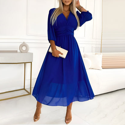 Elegant Women's Flowy Wrap Evening Dress - VibreMode