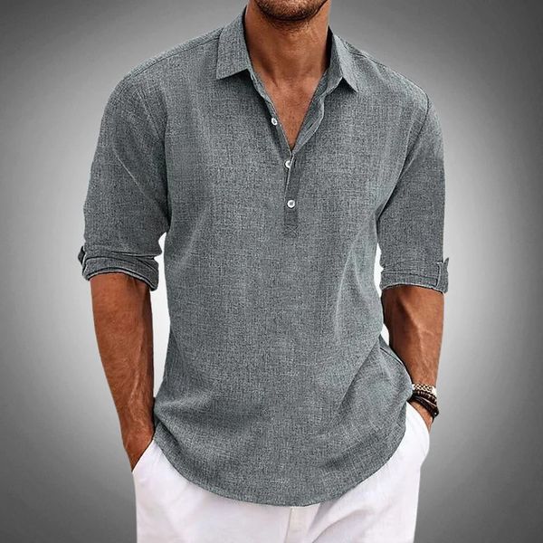 Elegant Linen Polo Shirt Short Sleeves Breathable