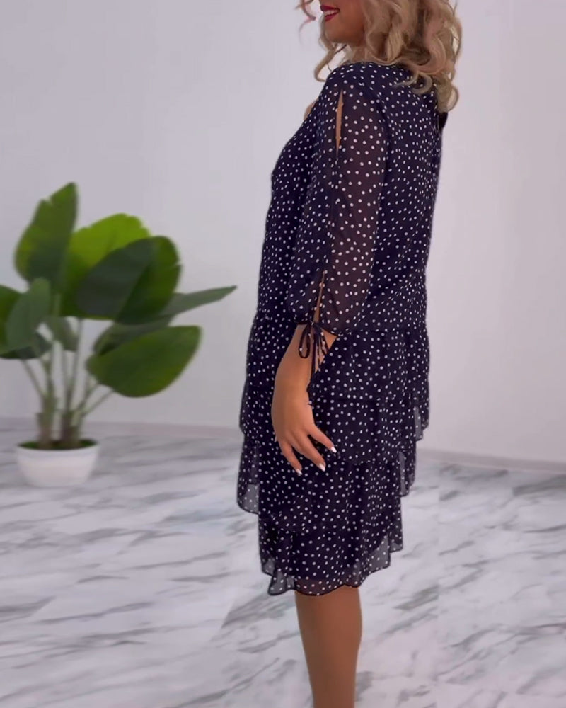 Chic Spot Ruffled Women's Dress