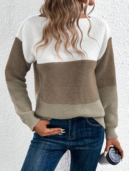Women's Classic Boat Neck Sweater Soft Long Sleeves