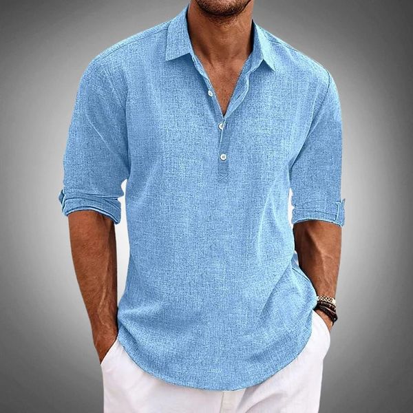 Men's Long Sleeve Polo Shirt Button Front - VibreMode