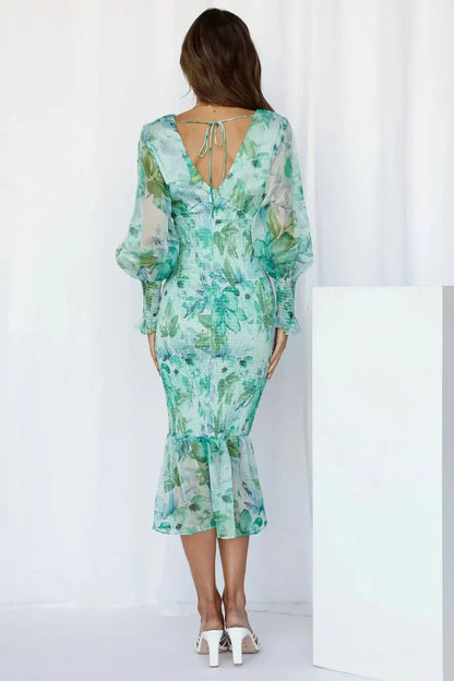 Elegant Ladies Floral Party Evening Dress