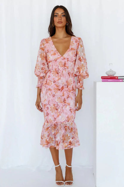 Elegant Ladies Floral Party Evening Dress