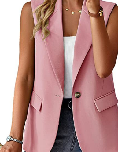 Women's Sleeveless Blazer Jacket with Pockets