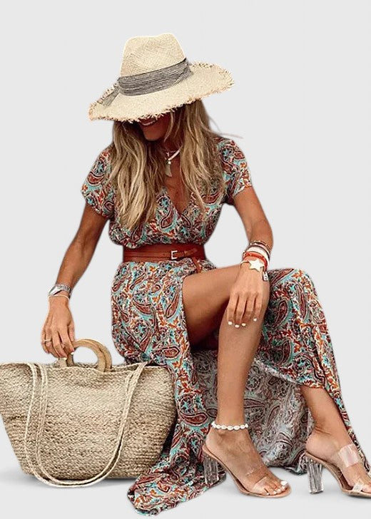 Floral Boho Long Summer Dress For Ladies