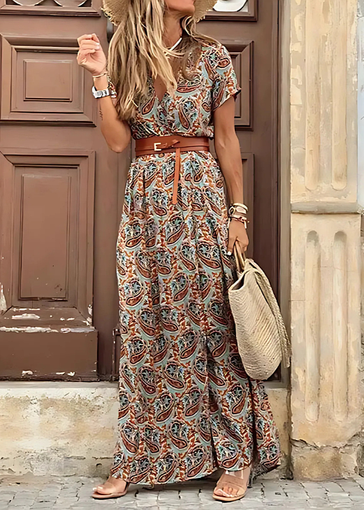 Flowy Chic Maxi Dress With Belt Included