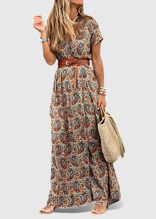 Floral Boho Long Summer Dress For Ladies - VibreMode