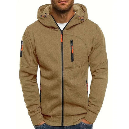 Premium Men's Full Zip Up Hoodie - Soft Polyester, All-Season Comfort, Secure Pockets