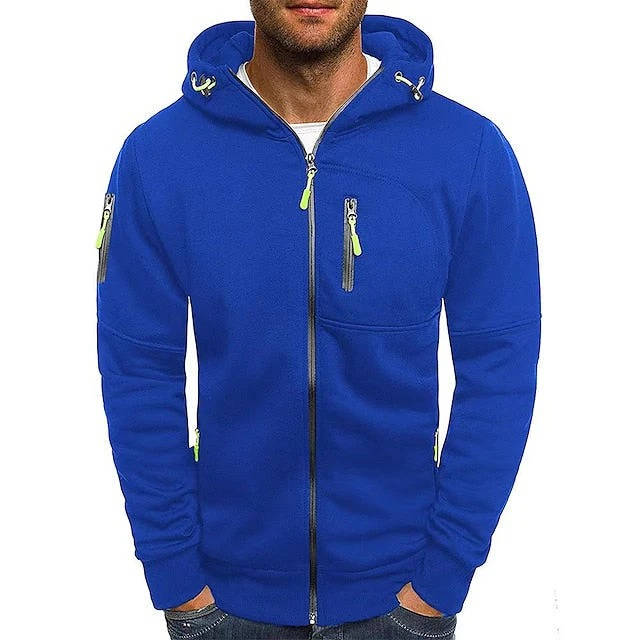 Premium Men's Full Zip Up Hoodie - Soft Polyester, All-Season Comfort, Secure Pockets