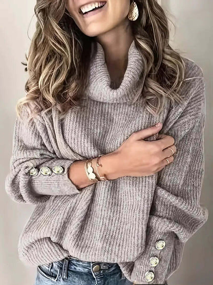 Women's Relaxed Fit Turtleneck Sweater Cozy Knit