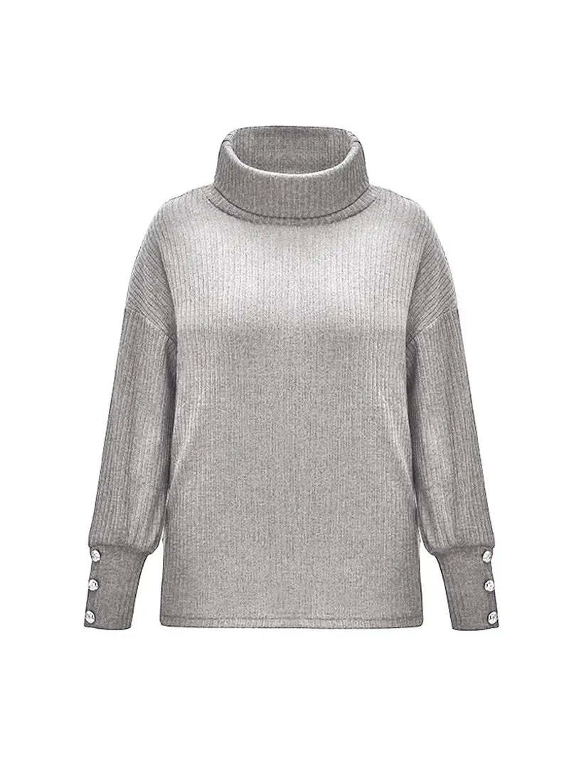 Women's Relaxed Fit Turtleneck Sweater Cozy Knit
