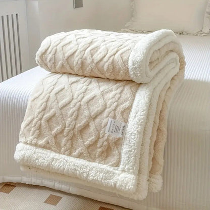 Sherpa Blanket Diamond Knit Soft Grey