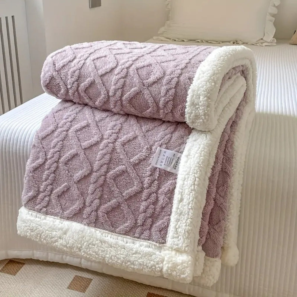 Sherpa Blanket Diamond Knit Throw - VibreMode