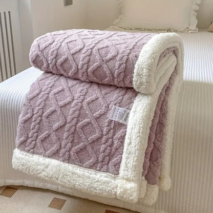 Sherpa Blanket Diamond Knit Throw - VibreMode
