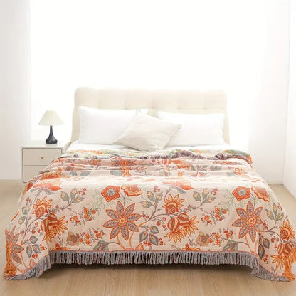 Boho Floral Blanket Soft Cozy Throw