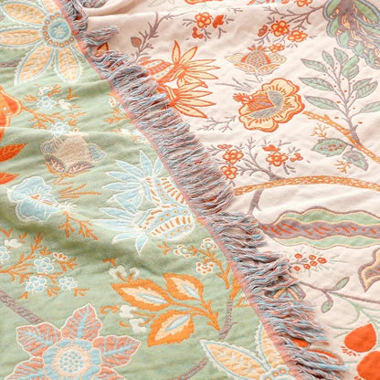 Boho Floral Blanket Soft Cozy Throw