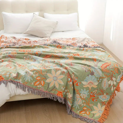 Boho Floral Blanket Soft Cozy Throw
