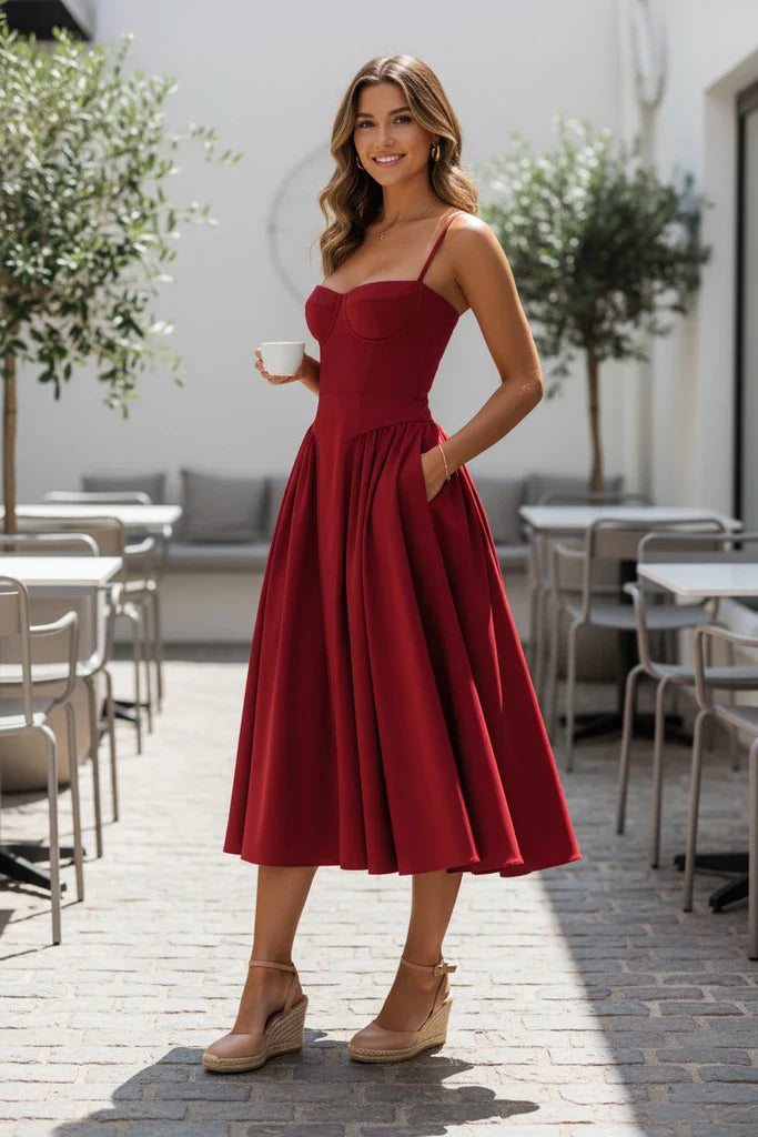 Fashionable Waist Cinch Dress - VibreMode