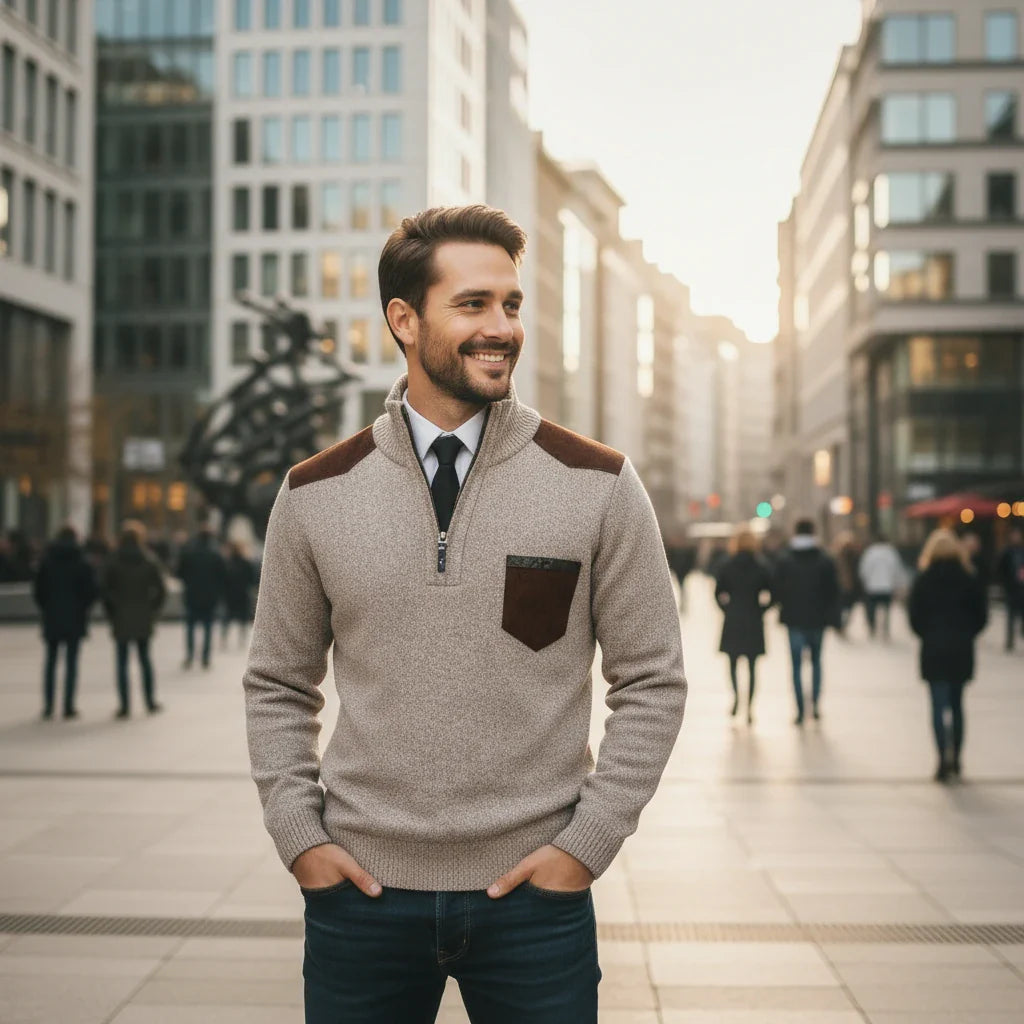 Warm Mens Pullover Sweater with Pocket