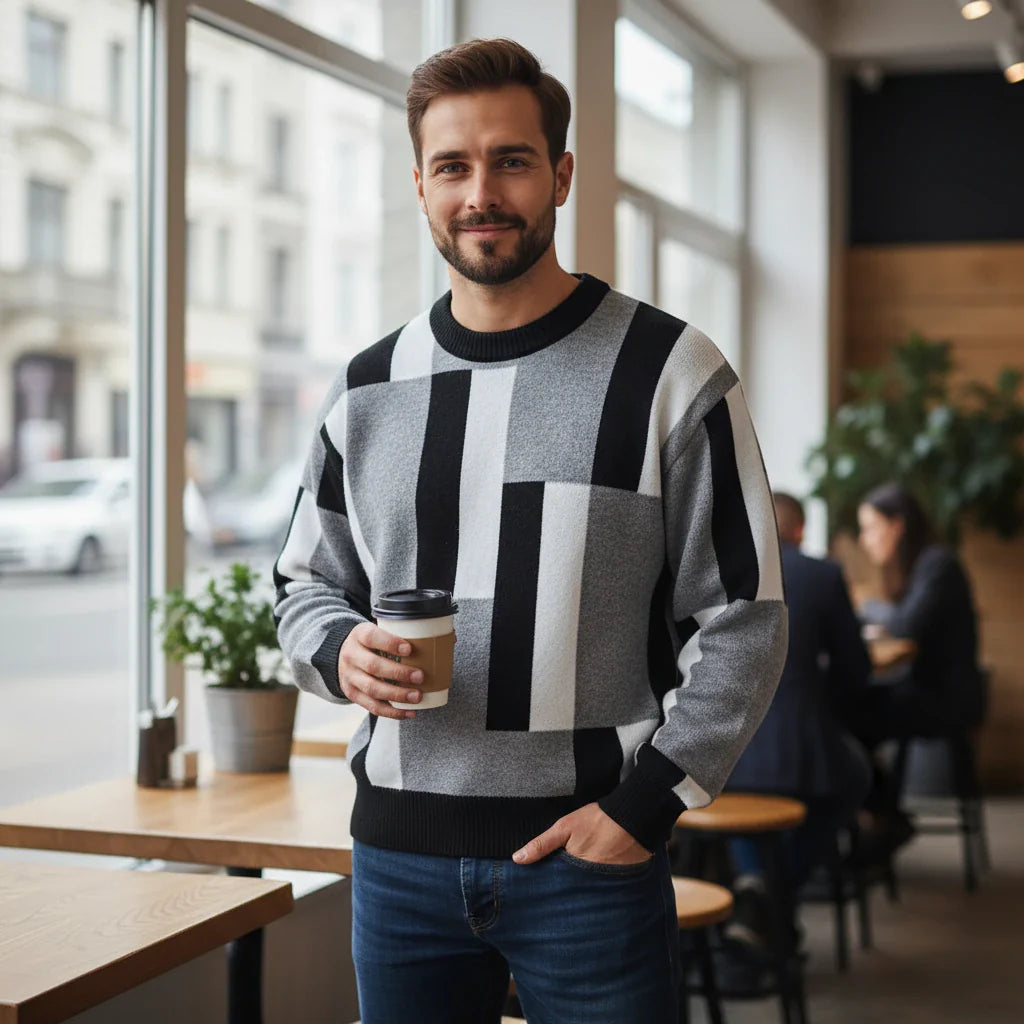 Multicolor Patterned Knit Sweater