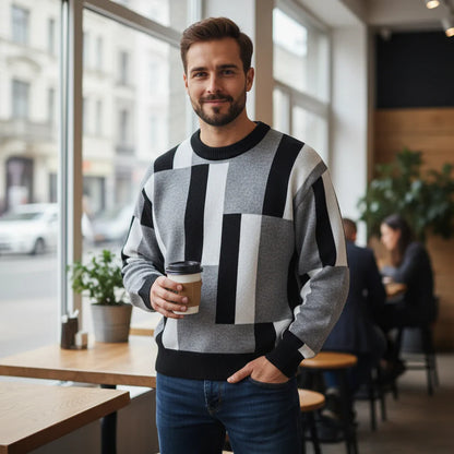 Multicolor Patterned Knit Sweater