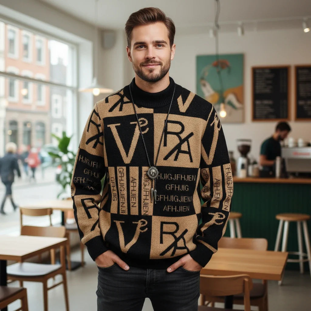 Colorful Graphic Pattern Crew Sweater - VibreMode