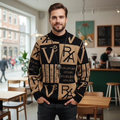 Colorful Graphic Pattern Crew Sweater - VibreMode