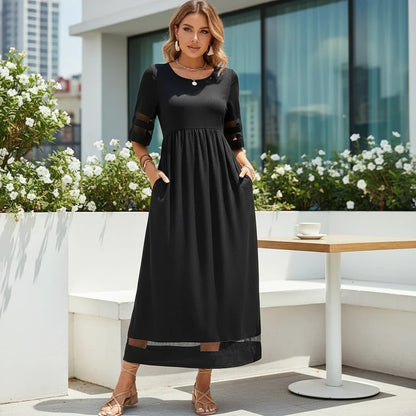 Chic Long Sleeve Evening Maxi Dress - VibreMode